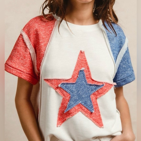 BiBi Tops - BIBI Oversized French Terry Star Top